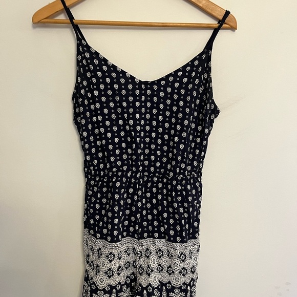 5/20$ Garage Navy Blue Boho Patterned Spaghetti Strap Onepiece size Small - Picture 2 of 5